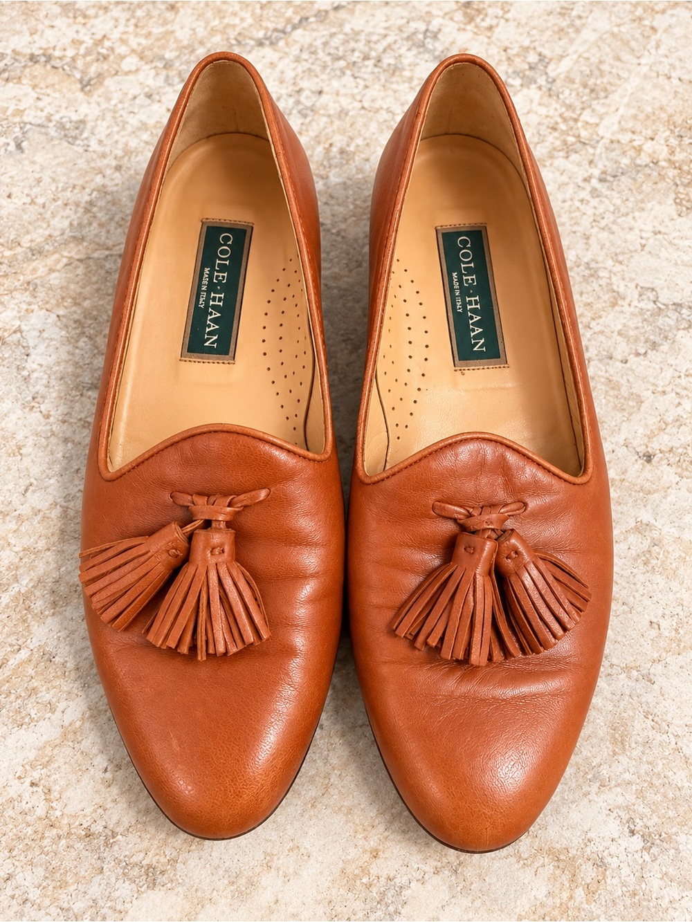 Cole Haan Made in Italy Brown Leather Tassel Loafers Vintage Women’s 6.5B